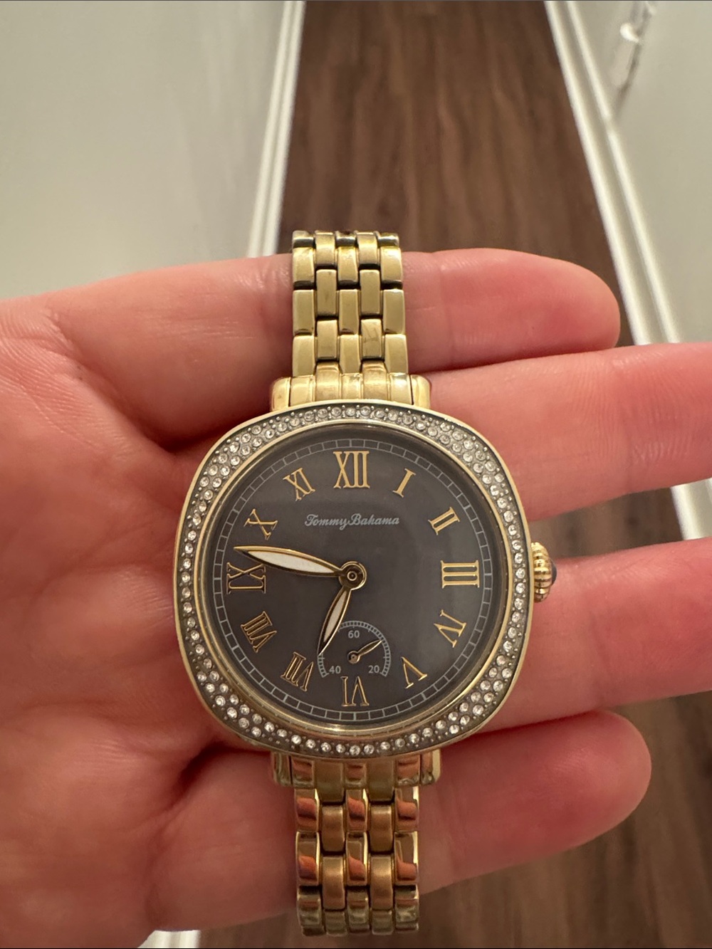 Tommy Bahama Gold and Black Women's Crystal Accent Watch
